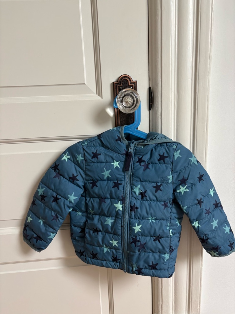 Primary Blue Star-Print Puffer Jacket